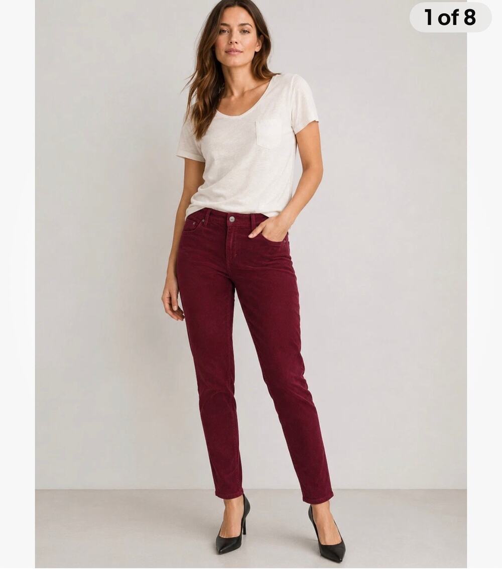 Adriano Goldschmied NEW Burgundy Velvet Farrah Skinny High-Rise Pants Sz 25
